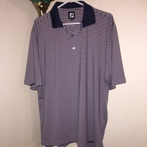 FootJoy Navy/Pale Pink Striped Golf Polo Large